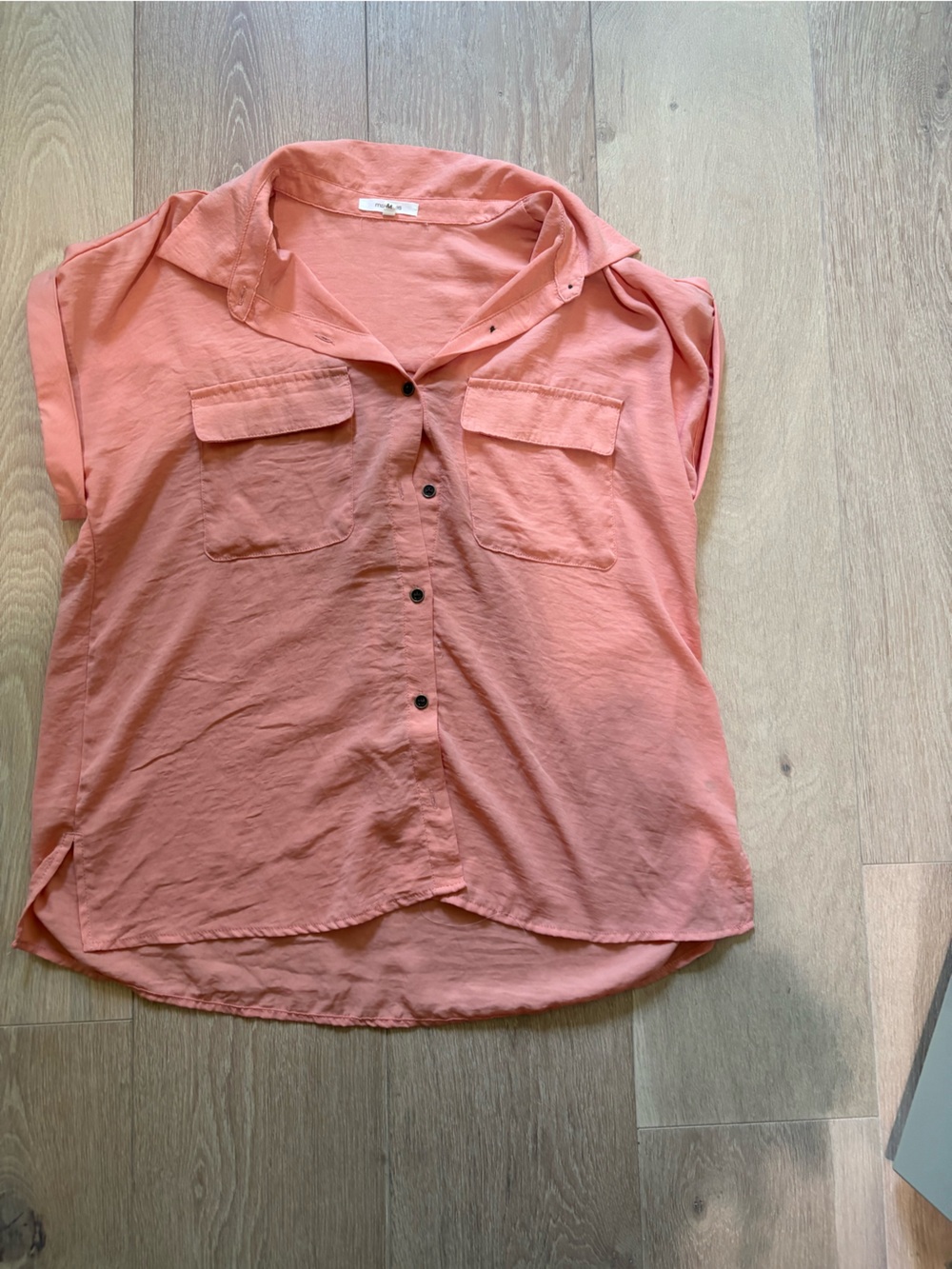 Maurices Coral Button-Front Short Sleeve Shirt